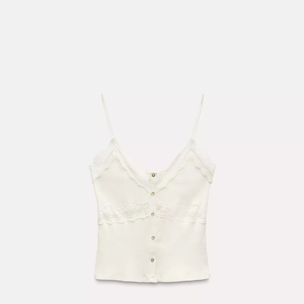 Zara Cream Lace Button Camisole